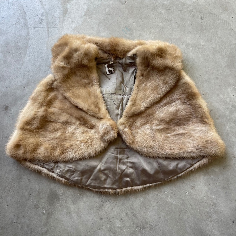 Vintage Simpsons Fur Salon Brown Mink Stole Wrap Shawl Capelet Genuine Fur